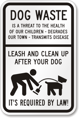 Dog Waste Threat Leash Dog Sign