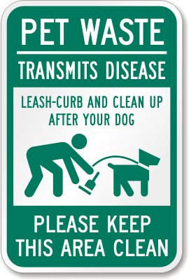 Pet Waste Curb Clean Up Sign