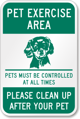 Pet Exercise Area Sign