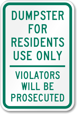Dumpster Violators Prosecuted Sign