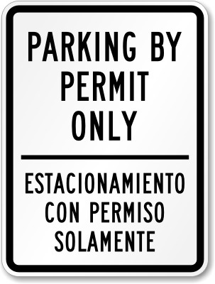 Parking By Permit Only Sign