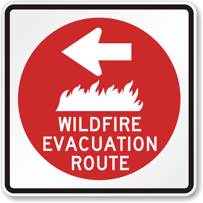 Wildfire Evacuation Route, Left Arrow