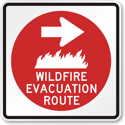 Wildfire Evacuation Route, Right Arrow