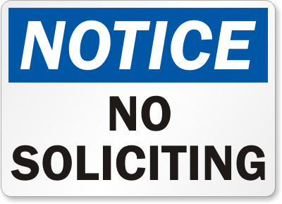 Notice No Soliciting Sign