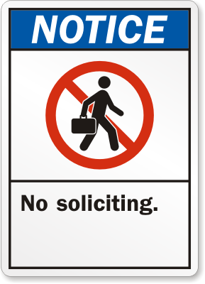 Notice No Soliciting Sign