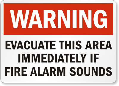 Warning Evacuate This Area Sign