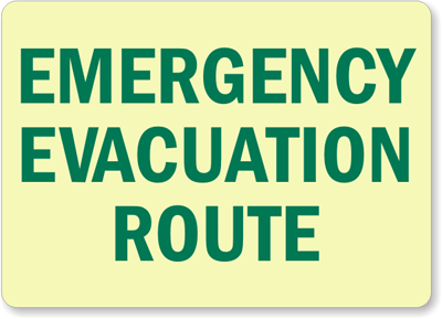 Emergency Evacuation Route Sign