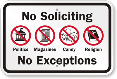 No Soliciting Sign: No Soliciting, No Exceptions (with Graphic)