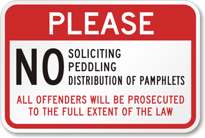 No Soliciting Sign: Private Property, No Soliciting, Peddling ...