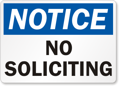 Notice - No Soliciting Sign, Employees Visitors Sign, SKU: S-1232