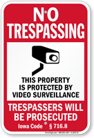 Iowa Property Is Protected By Video Surveillance Sign