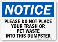 Notice: Dumpster Rules Sign