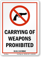 New Mexico Firearms And Weapons Law Sign