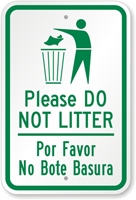 Do Not Litter Bote Basura Sign