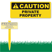 Caution Private Property clip-on Sign