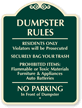 Dumpster Rules  No Parking Sign