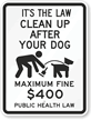 Public Health Law - Maximum Fine $400 Sign