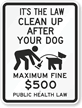 Public Health Law - Maximum Fine $500 Sign
