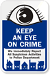 Keep Eye On Crime Sign