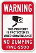 No Dumping Property Protected By Video Surveillance Sign