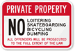 No Loitering  Skateboarding  Bicycle & Dumping Sign
