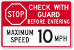Stop Maximum Speed 10 MPH Sign