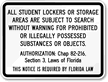 Lockers, Storage Areas Subject to Search Sign