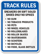 Track Rules Sneakers Sign