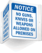 No Guns, Knives Or Weapons Allowed Sign