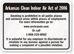 Arkansas Clean Indoor Air Act 2006 Sign