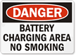 Danger Battery Charging Smoking Sign