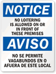 Bilingual No Loitering In Front Of Premises Sign