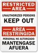 Restricted Area Restringida Unauthorized Persons Sign