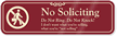 No Soliciting  Do Not Knock ShowCase™ Wall Sign
