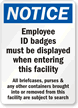 Employee ID Badges Must Be Displayed Notice Sign