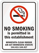 No Smoking Is Permitted This Establishment Sign