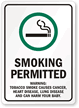 Smoking Permitted Warning Sign