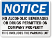 Notice No Alcoholic Beverages Permitted Sign