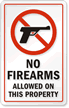 No Firearms Allowed on Property Sign