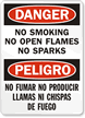 No Smoking No Open Flames (Bilingual) Sign