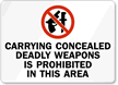 Carrying Concealed Deadly Weapons Is Prohibited Sign