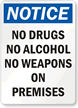 Notice No Drugs Alcohol Sign