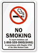 NO SMOKING To report violations call Sign