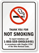 THANK YOU NOT SMOKING violations call Sign