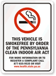 This Vehicle Is Smokefree By Order Sign