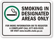 SMOKING IN DESIGNATED AREAS ONLY Sign