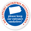 We Support SmokeFree Pennsylvania Window Decal