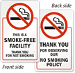 Smoke Free Facility  Thank You Sign