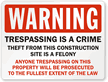 Warning Trespassing Is A Crime Sign