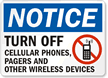 Notice Turn Off Cellular Phones  Pagers Sign